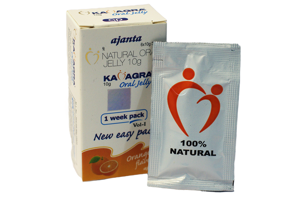 Biljna Kamagra gel – kutija Oral Jelly 10g pored kesice.