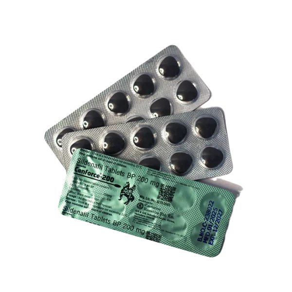 Cenforce 200 mg – blisteri sa crnim film tabletama i deklaracijom na poleđini.