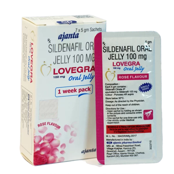 Lovegra gel za žene – kutija 1 week pack i kesica Oral Jelly 100 mg.
