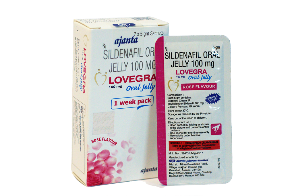 Lovegra gel za žene – kutija 1 week pack i kesica Oral Jelly 100 mg.