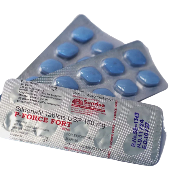 P-Force Fort 150 – blisteri sa plavim tabletama i deklaracijom sildenafil 150 mg.