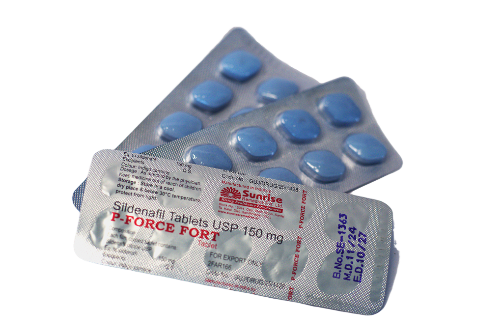 P-Force Fort 150 – blisteri sa plavim tabletama i deklaracijom sildenafil 150 mg.