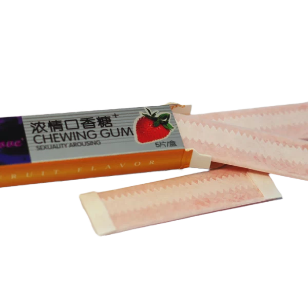 Sexlove žvake – kutija Chewing Gum i žvake pored nje.