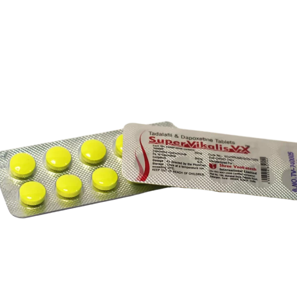 Super Vikalis VX 80mg – blister sa žutim tabletama i poleđina sa deklaracijom proizvođača.