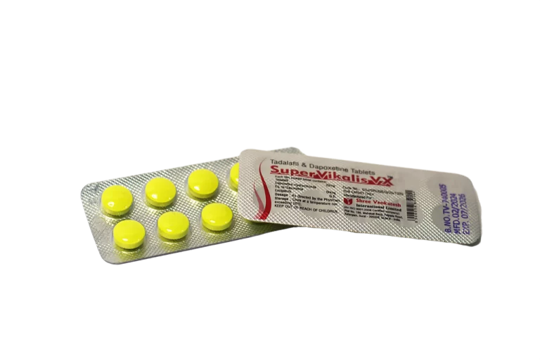 Super Vikalis VX 80mg – blister sa žutim tabletama i poleđina sa deklaracijom proizvođača.