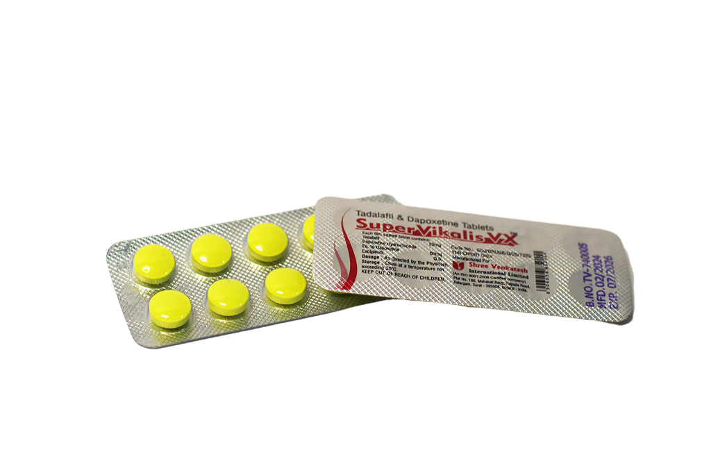 Super Vikalis VX 80mg – blister sa žutim tabletama i poleđina sa deklaracijom proizvođača.