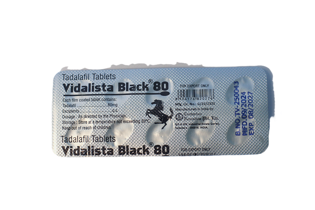 Vidalista Black 80 – blister sa deklaracijom Tadalafil Tablets 80 mg.